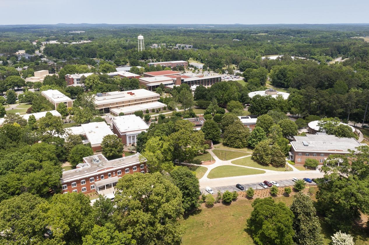 Drone photograph of the University of West Georgia campus